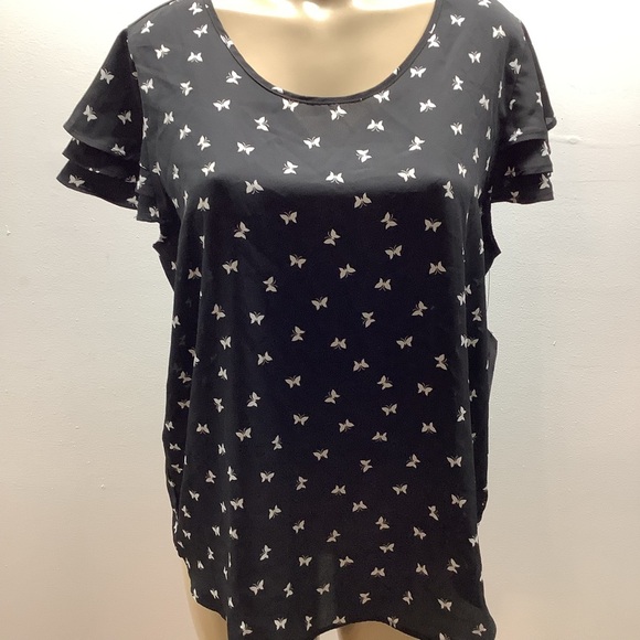 Sweet Rain Size 2X Black and White Butterfly Print Blouse. New With Tags - Picture 2 of 9